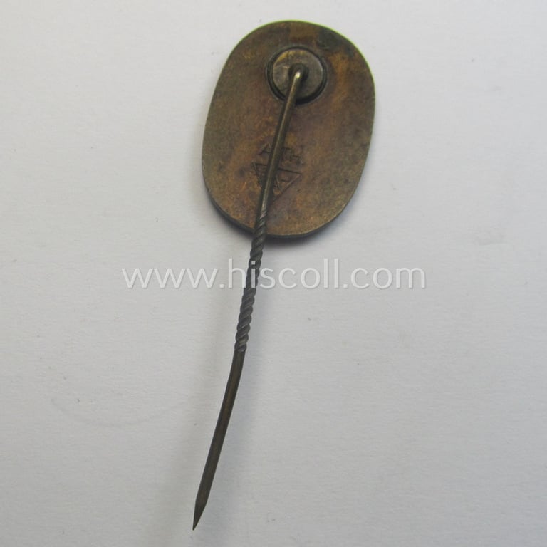 Multi-coloured-enamelled lapel-pin (aka: 'RAD-Erinnerungsnadel') being a neatly maker- (ie. 'A.TH.'-) marked example as was intended for the: 'Reichsarbeitsdienst der Männer (RAD/M)'