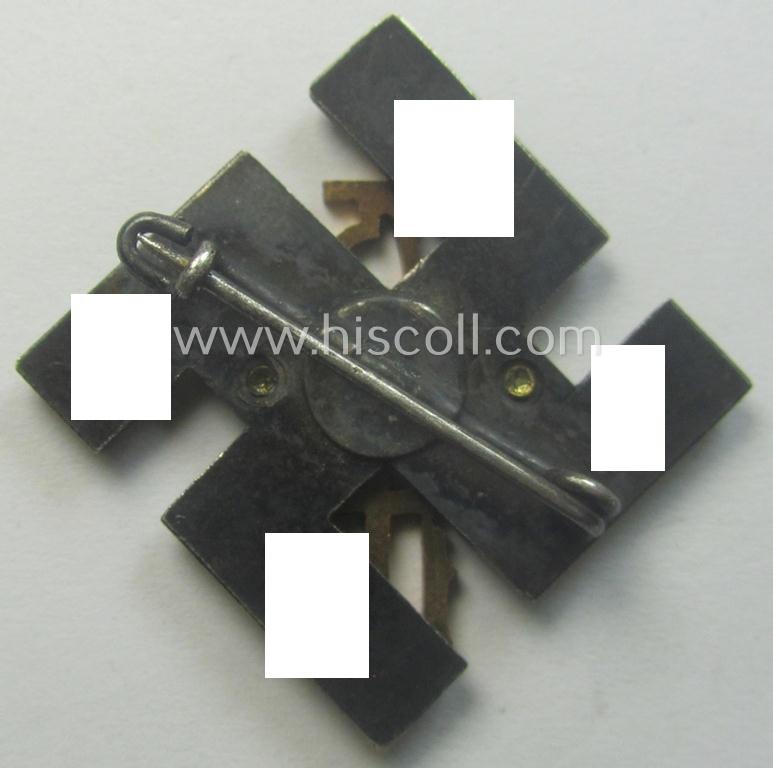 Commemorative - and I deem 'Buntmetall'-based - 'tinnie' being a non-maker-marked example depicting a swastika-sign mentioning the region: 'Coburg' upon which a golden-toned 'label' showing the text: '75 Jahre - 1860 - 1936' is attached