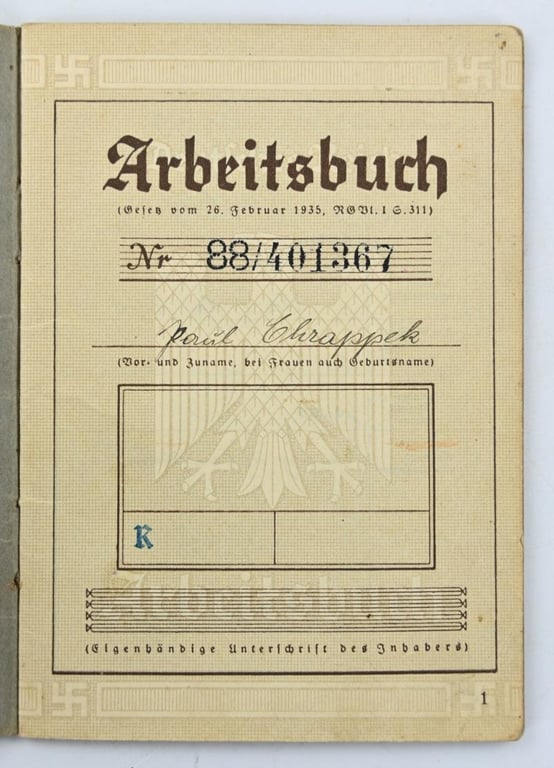 German Third Reich Period Workerspass