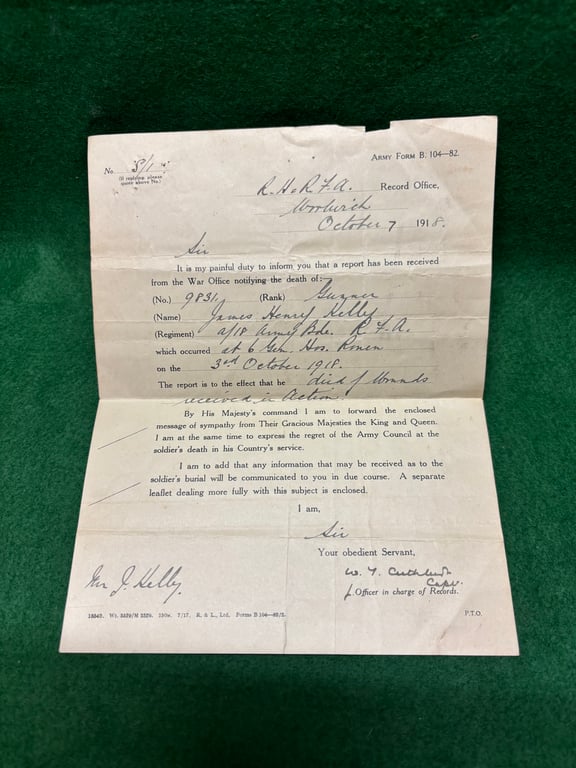 Casualty Group L 9831 Gunner Kelly RFA