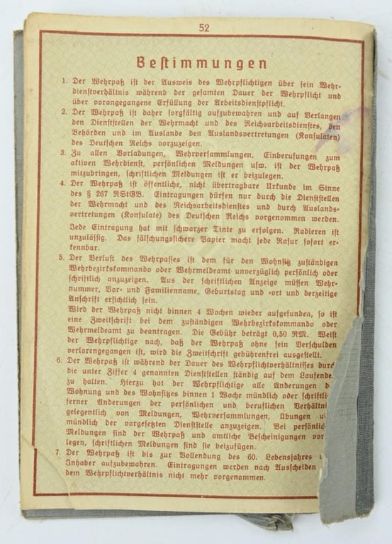 German WH Wehrpass WW1 Veteran
