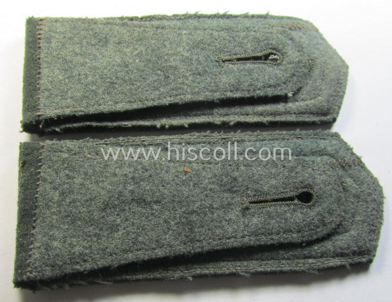 Fully matching - and just moderately used! - pair of WH (Heeres) NCO-type (ie. 'M36-/M40'-pattern- and/or 'pointed styled') formerly 'cyphered' shoulderstraps as was intended for an: 'Unteroffizier des Infanterie-Regiments 14'