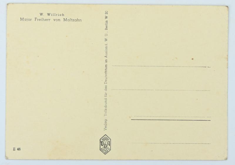German 'Willrich' LW Postcard 'Major Freiherr von Maltzahn'