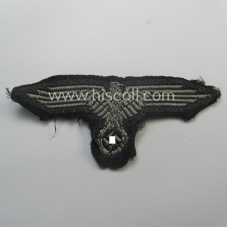 Superb - and nowadays rarely encountered! - Waffen-SS, 'BeVo'-woven-style skull- and cap-eagle-set (ie. 'Totenkopf- u. Adler-Effektensatz für Schiffchen o. Einheitsfeldmütze') that comes in a moderately used- and/or cap-removed, condition
