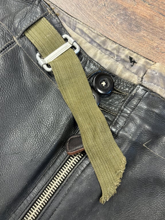 LW Reichsverteigung Grey Leather Channel Trousers