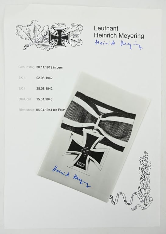 Signature of Luftwaffe KC Recipient 'Heinrich Meyering'