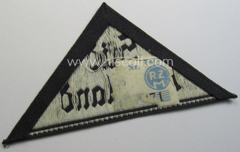 'HJ' ('Hitlerjugend') ie. 'BDM'- ('Bund Deutscher Mädel') district-triangle (ie. 'Gebietsdreieck') entitled: 'Süd Hochland' (being a minimally used- ie worn example that still shows a part of its period 'RzM'-etiket)
