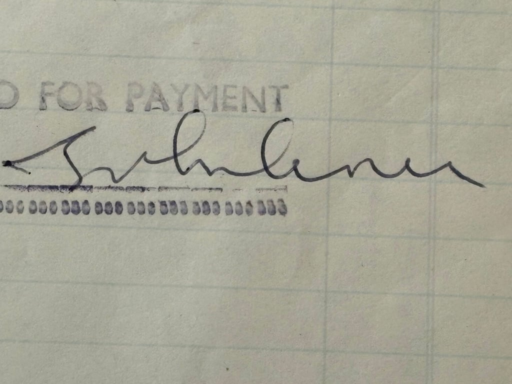 VERY RARE JOHN LENNON (BEATLES) HAND SIGNED RECEIPT DECEMBER 1st  1966. ADDITIONAL PHOTOS