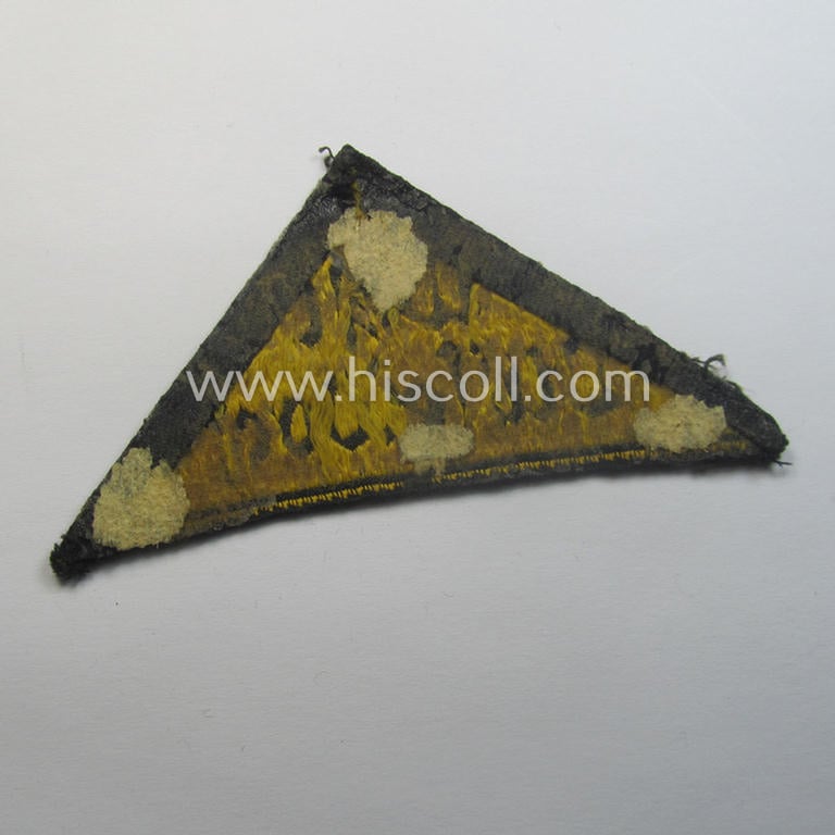 'HJ' ('Hitlerjugend') district-triangle (ie. 'Gebietsdreieck') entitled: 'West Düsseldorf' (being a just moderately used- and/or worn example that has lost its once-attached 'RzM'-etiket)