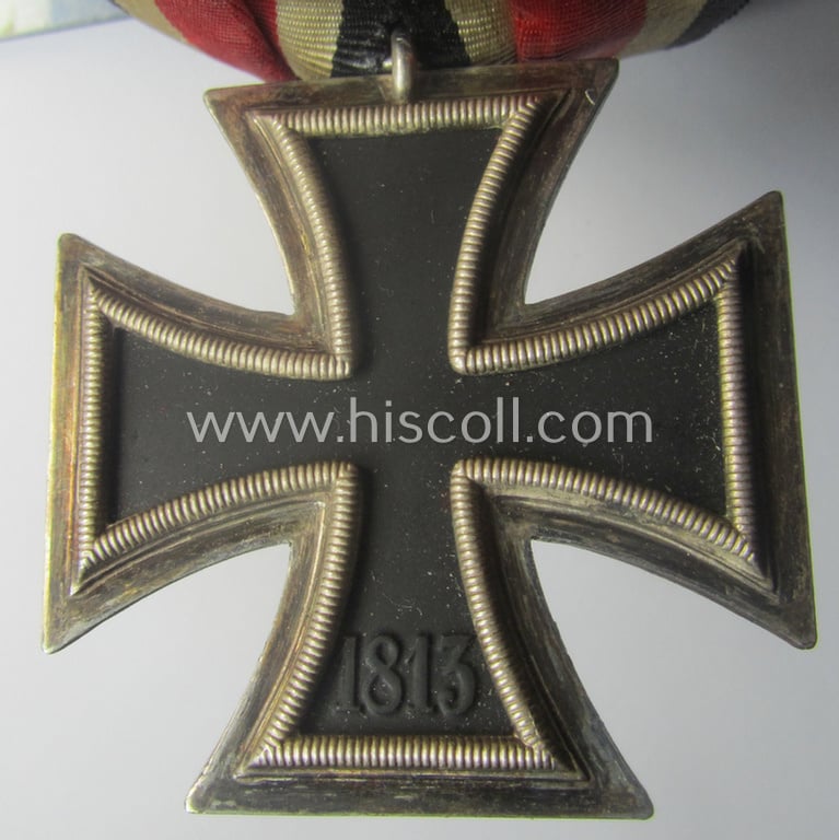 Iron Cross 2nd class (or: 'Eisernes Kreuz 2. Klasse') being a nicely preserved example (of a - by me - unidentified maker ie. 'Hersteller') and that comes period-mounted as a so-called: 'Einzelspange'