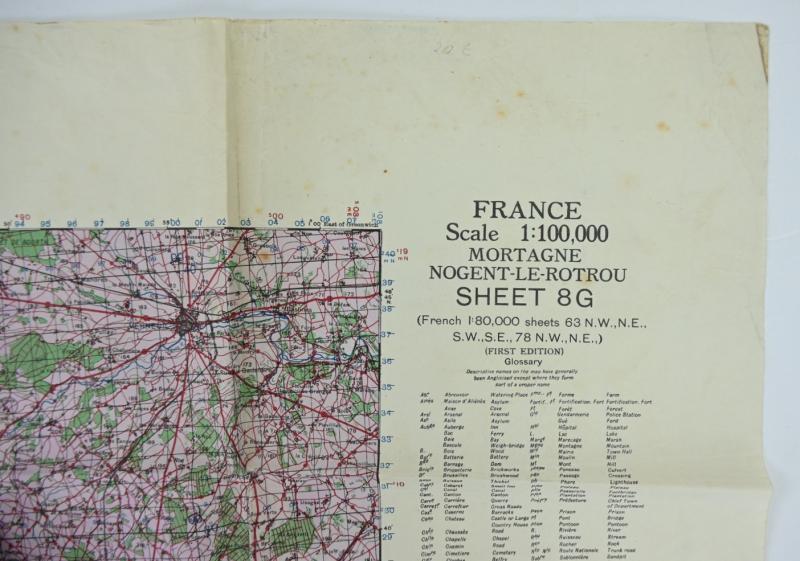 British WW2 Mapcard of Nogent-Le-Routrou, Mortagne France