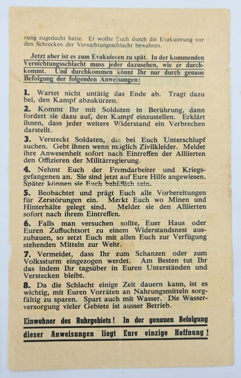 Allied WW2 Droppingsflyer 'Ruhrgebiet'