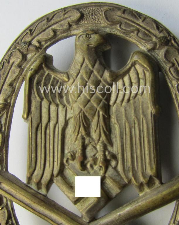 'Allgemeines Sturmabzeichen' (or: General Assault Badge ie. GAB) being a (typical!) unmarked, 'Buntmetall'-based- and/or 'hollow-back'-specimen as was produced by the: 'Wilhelm Deumer'-company