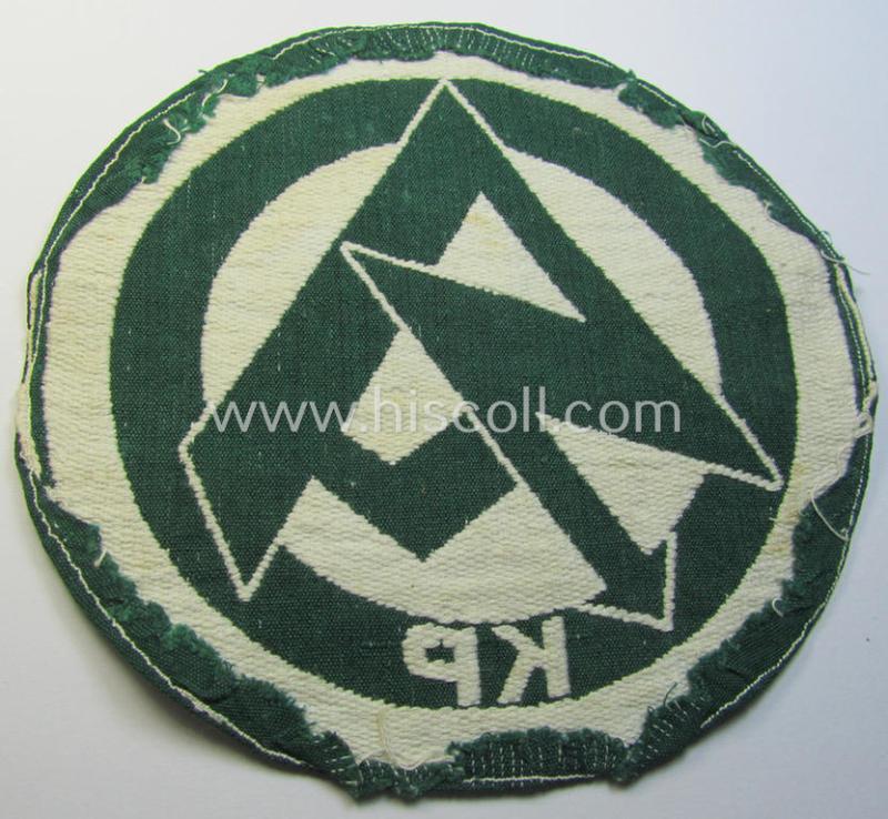 Attractive - and scarcely encountered! - SA (ie. 'Sturmabteilungen'), 'BeVo'-woven sport-shirt insignia that is void of its 'RzM'-etiket as was intended for an SA-member who served within the: 'Gruppe Kurpfalz' (KP)