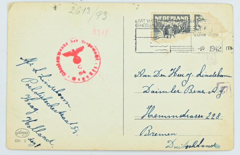 Dutch Postcard to A Dutch Daimler Benz Labor Worker