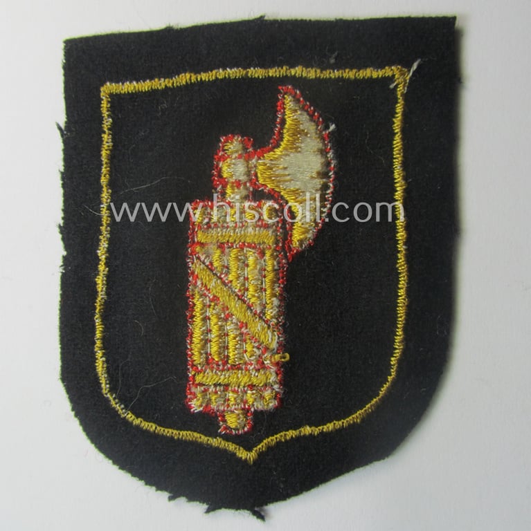 Waffen-SS 'volunteer'-arm-shield as was intended for usage by soldiers of the: '29. Waffen-Grenadier-Division der SS' ('Italienische Nr. 1' or: 'Legione SS Italiana') and that comes in a 'virtually mint- ie. unissued', condition