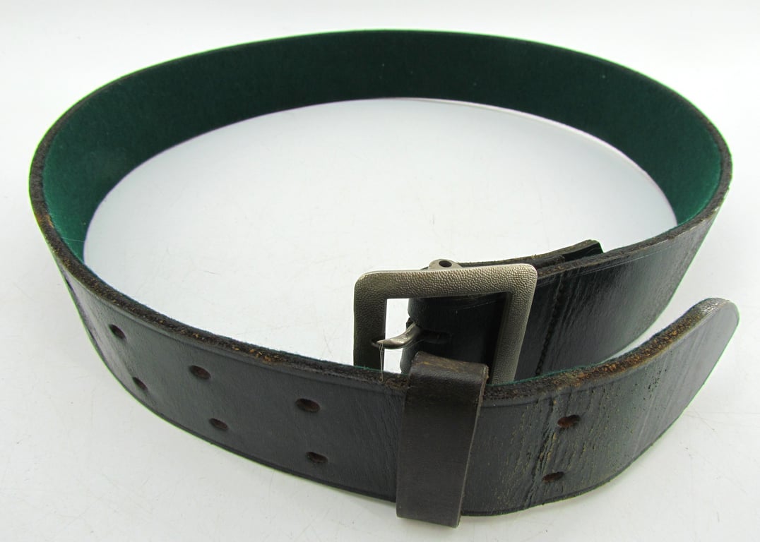 German Forestry Official’s Leather Belt with Double-Prong Buckle