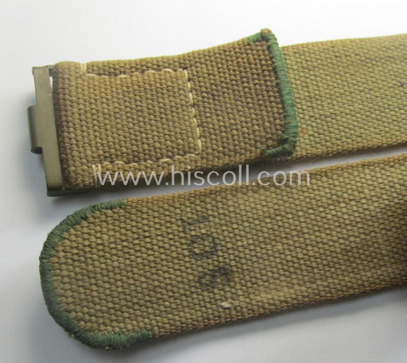 WH (Heeres ie. LW etc.) 'tropical-issue'- belt (ie. 'Koppelriemen') being a 105 cms.-sized- and typical maker-marked (but hard to read) example