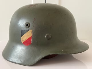 WWII GERMAN M35 DOUBLE DECAL COMBAT STEEL HELMET...
