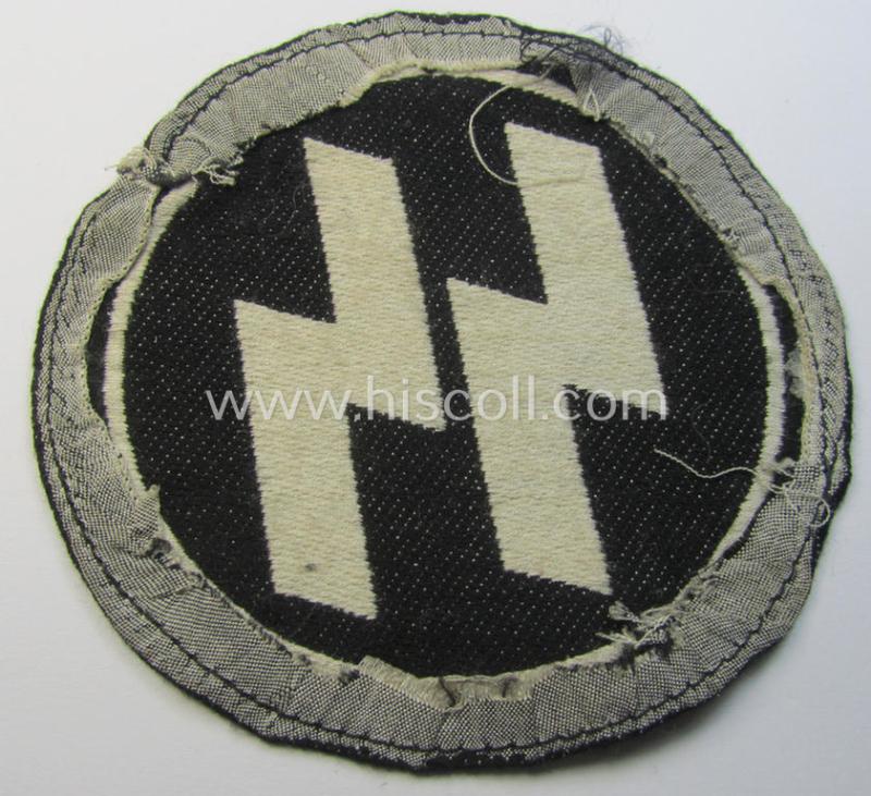 Superb, Waffen-SS sport-shirt emblem as executed in the neat 'BeVo'-weave pattern that comes in an overall nice- (albeit clearly used- ie. most certainly once sports-shirt-attached-), condition
