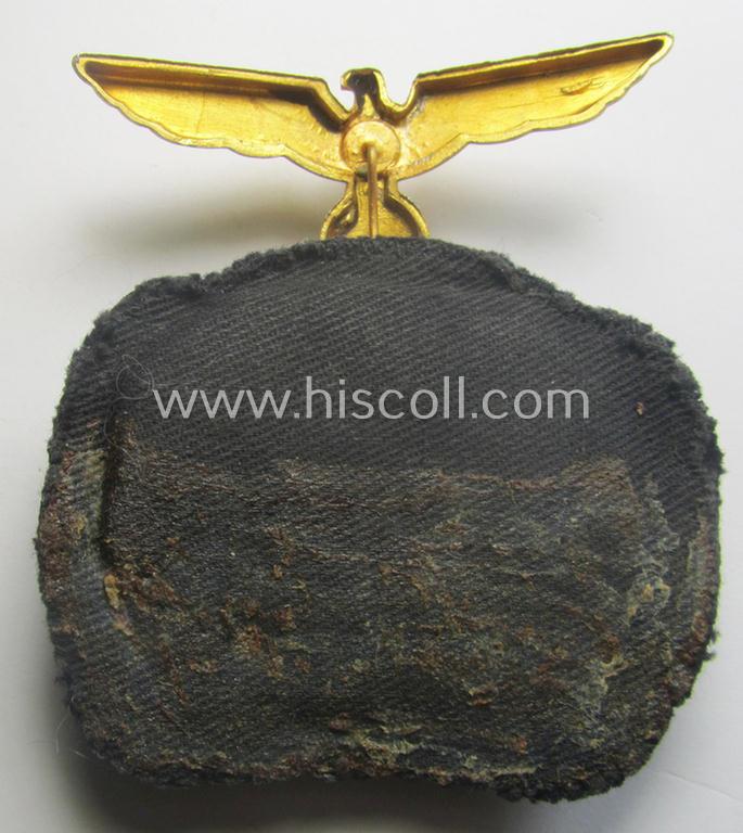 Fully matching - and scarcely encountered! - WH (Kriegsmarine) NCO- (ie. officers'-) type visor-cap insignia-set for attachment onto the various NCO- ie. officers'-type visor-caps (ie. 'Schirmmützen')