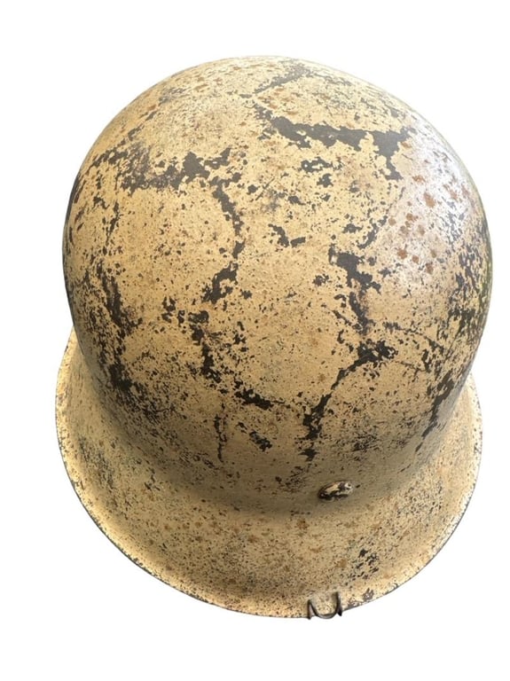 Wehrmacht M42 Camouflage Helmet in Tan Paint Captured in Normandy!