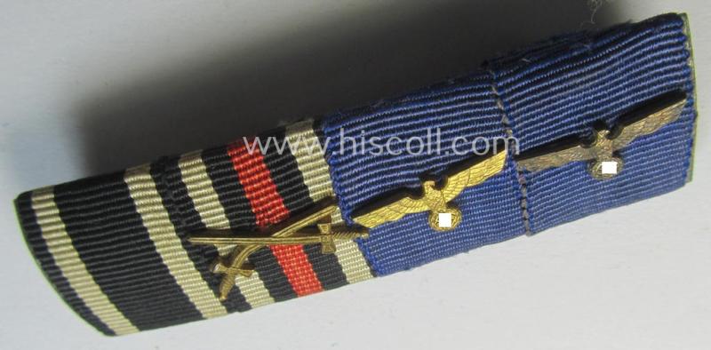 Attractive, 4-pieced 'WWI- u. WH (Heeres o. KM)'-related medal-bar-set (ie. 'Ordenspange-Satz'-) resp. depicting a WWI-period: 'EK II.Kl.', a: 'FKK 1914-18' and two: WH (Heeres o. KM) 'Dienstauszeichnung der 4. u. 3. Stufe'