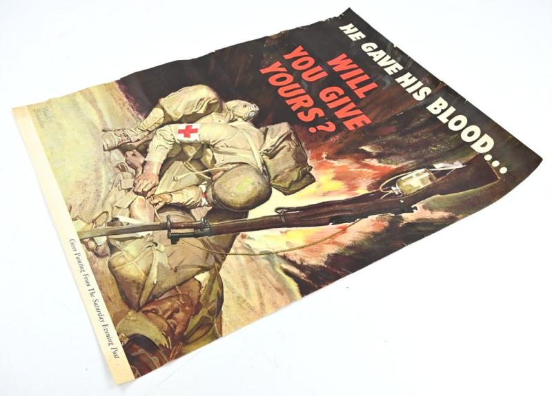 US WW2 Poster 'He Gave His Blood…'