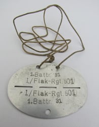 Erkennungsmarke ( EKM ) 1.Battr /Flak-RGT 501