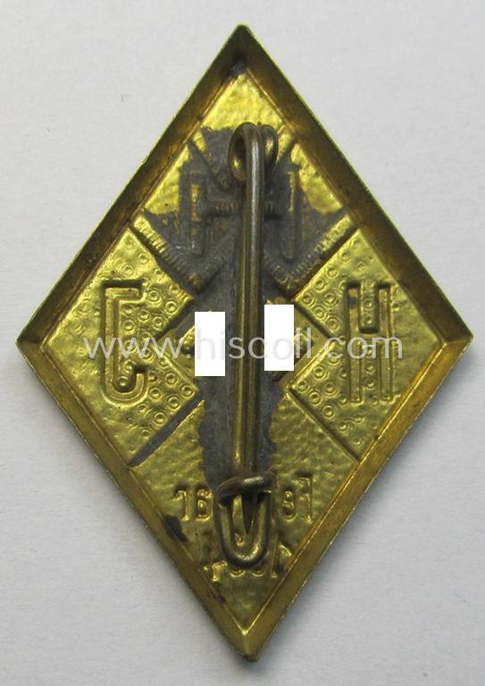 Attractive - and scarcely encountered! - HJ- (Hitlerjugend-) ie. WHW-related day-badge (ie. 'tinnie' or: 'Veranstaltungsabzeichen') as was issued to commemorate a HJ- ie. WHW-related gathering ie. rally held on: '11. Februar 1934'