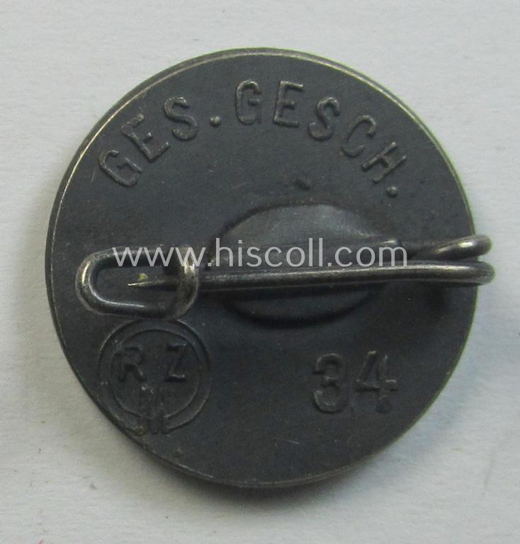 Attractive, so-called: N.S.V. (ie. 'Nationalsocialistische Volkswohlfahrt') membership-lapel-pin being an 'RzM - 34'-marked example as executed in silverish-black-toned 'Buntmetall'