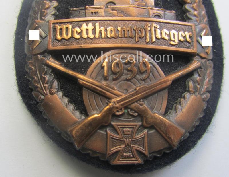 Reddish-bronze-toned (and I deem 'Cupal'-based!) 'Kyfhäuserbund Schiessauszeichnung' depicting the 'Kyfhäuser'-monument and text: 'Wettkampfsieger 1939'