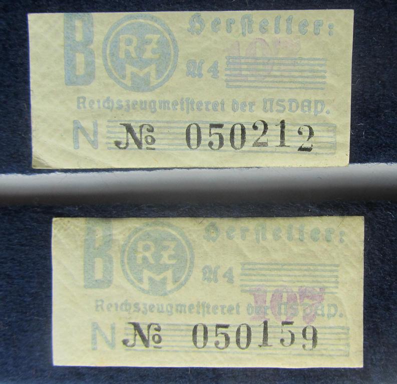 Fully matching pair of SA (ie. 'Sturmabteilungen') EM-shoulderboards (ie. 'Schulterstücken für Mannschaften der Marine-SA, bzw. Sanitätsstürme') being a 'mint- ie. unissued' pair that still retains both its 'RzM'-etikets