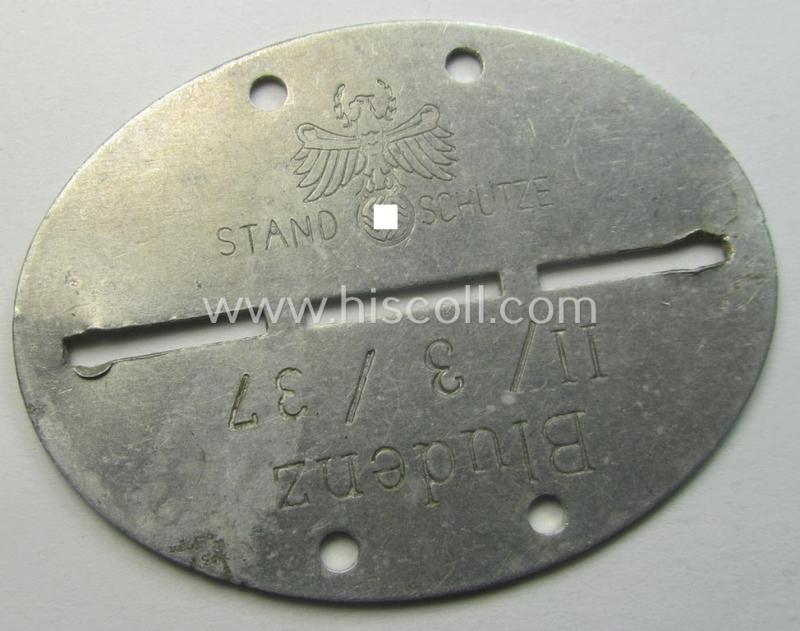 Very unususal, aluminium-based so-called: 'Standschützen-Batallione'-related ID-disc that shows the stamped unit-designation: 'Standschütze - Bludenz II/3/37'