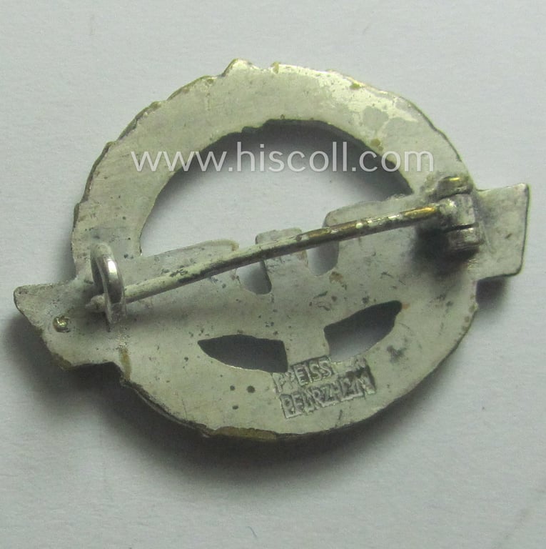 Interesting, DRB- (ie. 'Deutsche Reichsbahn'-) specifically female-related so-called: 'Dienstnadel für Eisenbahnerinnen in Silber' (being a maker- ie. 'P.Reiss - Pforzheim'-) marked example)