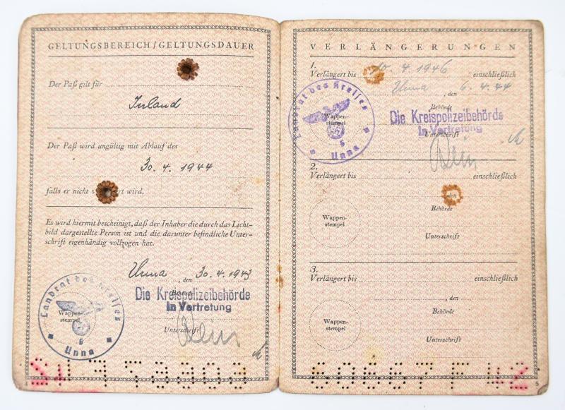 German Third Reich temporary foreign Passport