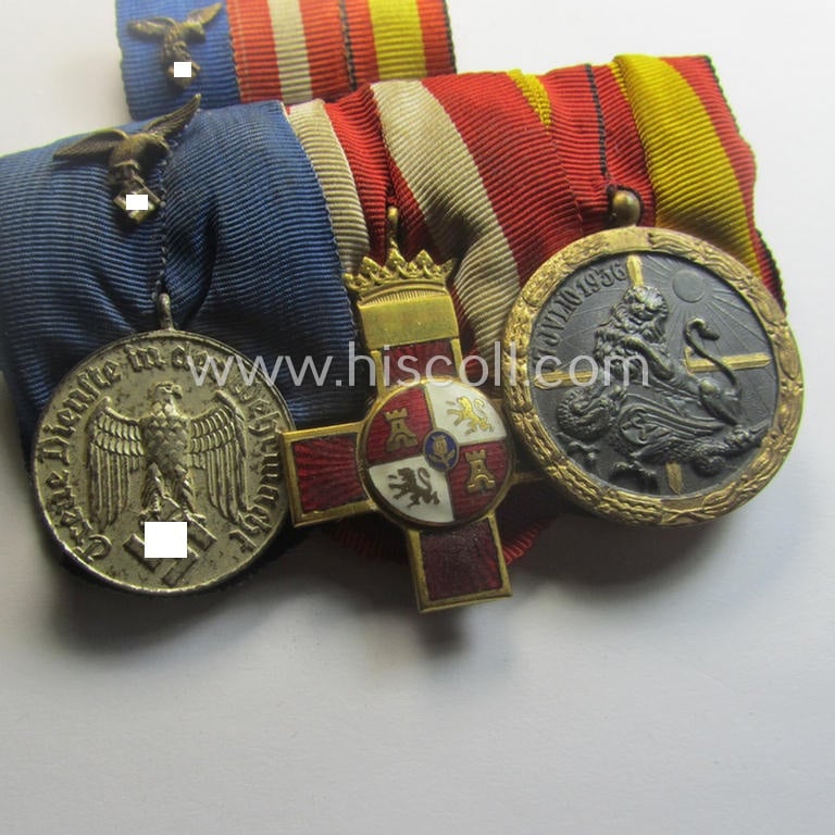 WWII- (ie. LW- ie. 'Legion Condor') related: 'Ordenspange' (being of the non-'detachable-pattern') showing resp. a: WH (LW) 'DA der 4. Stf.' and 2 Spanish Civil-War commemorative-medals