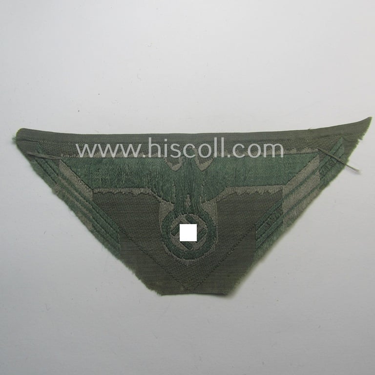 Later-war-period, WH (Heeres) so-called: 'M44'-pattern- and/or: trapezoid-shaped breasteagle (ie. 'Brustadler für Manns. u. Uffz.') showing an interwoven 'BeVo-Wuppertal'-makers'-designation