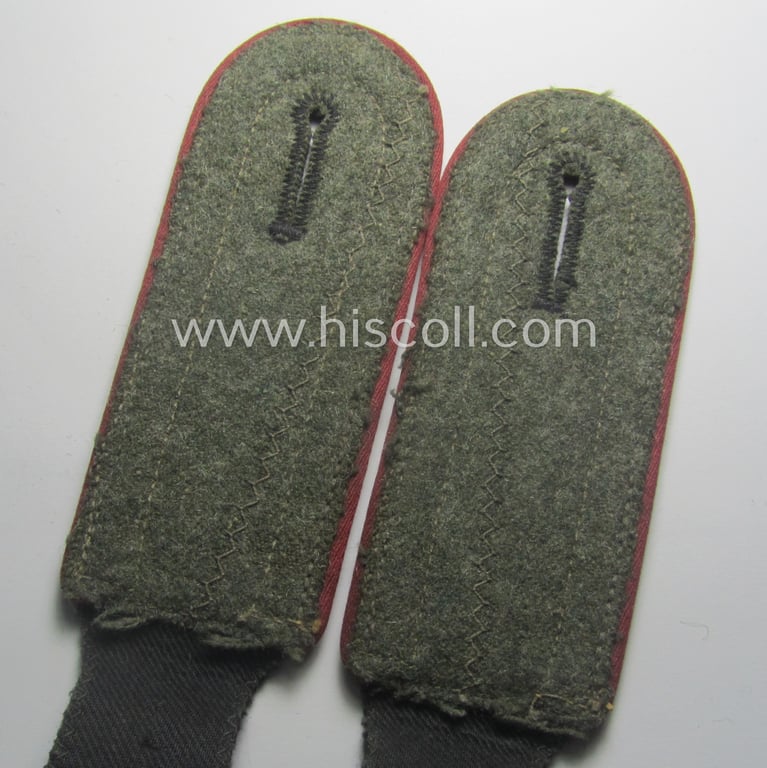 Superb - and fully matching! - pair of Waffen-SS (ie. 'SS-Panzer') NCO-type shoulderstraps (as was amongst others used on the black-coloured 'wrap-around'-tunics) as was intended for usage by an: 'Unterscharführer der SS-Panzer-Trpn.'