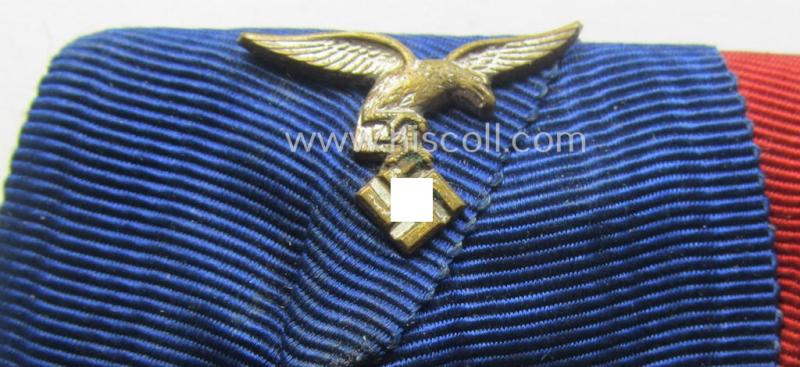 Attractive example of a two-pieced WH (Luftwaffe) medal-bar (ie.: 'Doppelspange') resp. showing a: 'WH-DA 4. Stufe' (with firmly attached, 'down-tailed' eagle-device!) and a Czech 'Anschluss'-medal