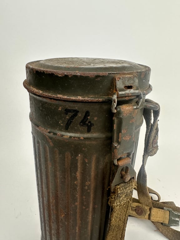 WW2 German Gas Mask & Canister With Cleaning Cloth