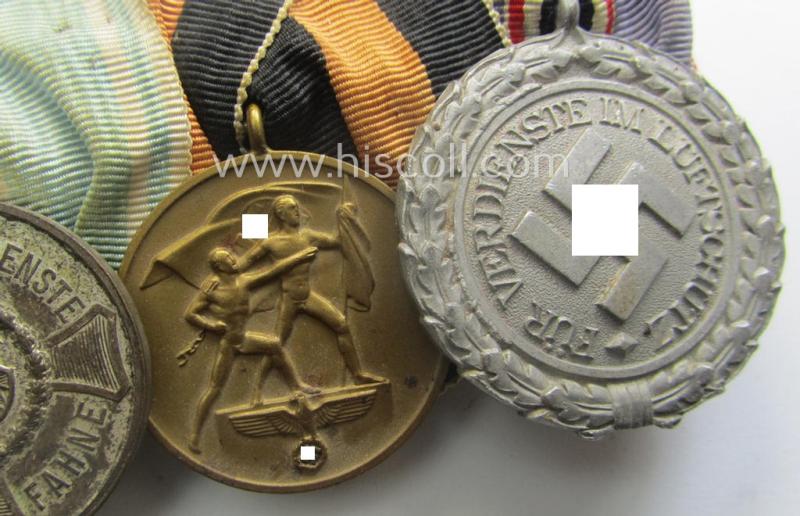 5-pieced, WWI- (ie. TR-) period medal-bar (ie. 'Ordenspange') & accomp. 'Feld-/Bandspange' resp. depicting a WWI-period: 'EKII.Kl.', a: FKK 1914-18', a: 'Bayr. TD'-medal, a: Czech 'Anschluss'-medal and a: 'LS-Ez. der 2.Stf.'