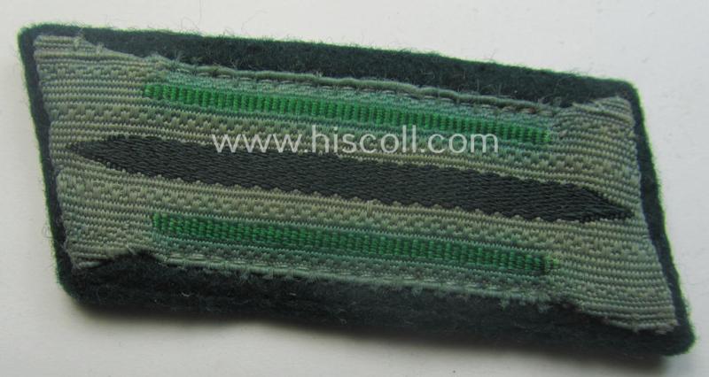 Pair of pre-war-period WH (Heeres) 'M36' (ie. 'M40'-) type collar-patches (ie. 'Einheitskragenspiegel') as piped in the green-coloured branchcolour as intended for usage by a: 'Soldat der Jäger- o. Gebirgsjäger-Truppen'