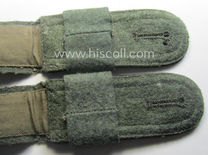 Pair of early- (ie. mid-) war-period WH (Heeres), 'M40'- (ie. 'M43-) pattern 'cyphered' NCO-type shoulderstraps (with 'Überschuben'!): 'Uffz. u. Mitglied des Festungsbau-Batallions 82'