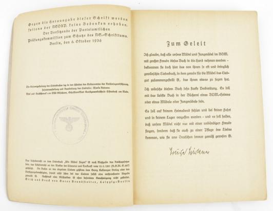 German BDM Songbook 'Wir Mädel singen'