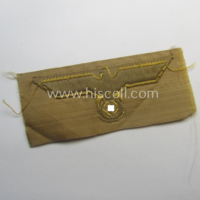 WH (KM) 'tropical-issue' (ie. DAK or: 'Deutsches Afrika Korps'-related-) side-cap-eagle as executed in 'BeVo'-weave-pattern (that comes in an overall very nice- ie. 'virtually mint' condition)