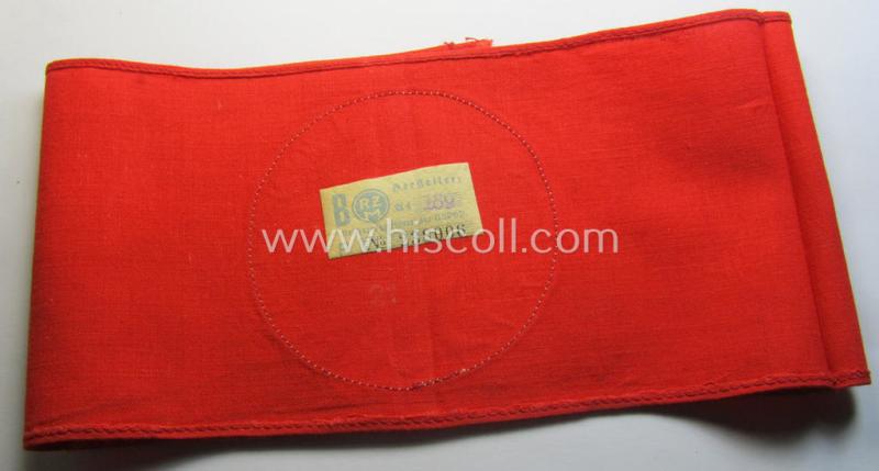 Attractive, linnen-based armband (ie. 'Armbinde') as was intended for usage by the staff of the: 'SA-Wehrmannschaften' (being a hardly used example that still shows its period-attached so-called: 'RzM'-etiket)