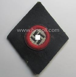 Neatly machine-embroidered, 'N.S.D.A.P.'-related sleeve-diamond (ie.: 'Ärmelraute') showing a:...