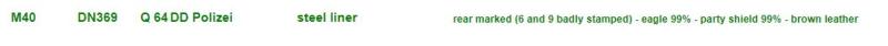 Wehrmacht Q64 DD M40 Police helmet