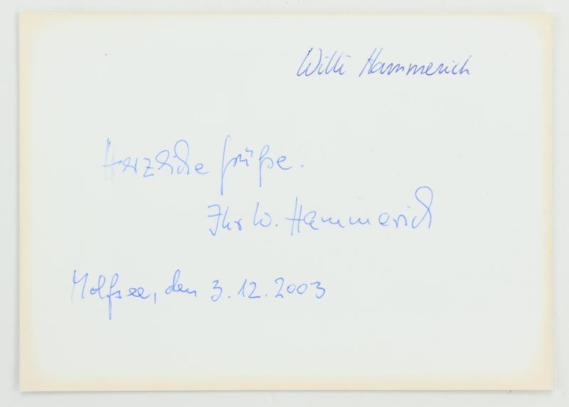 Signature of Wehrmacht Heer KC Recipient 'Willi Hammerich'